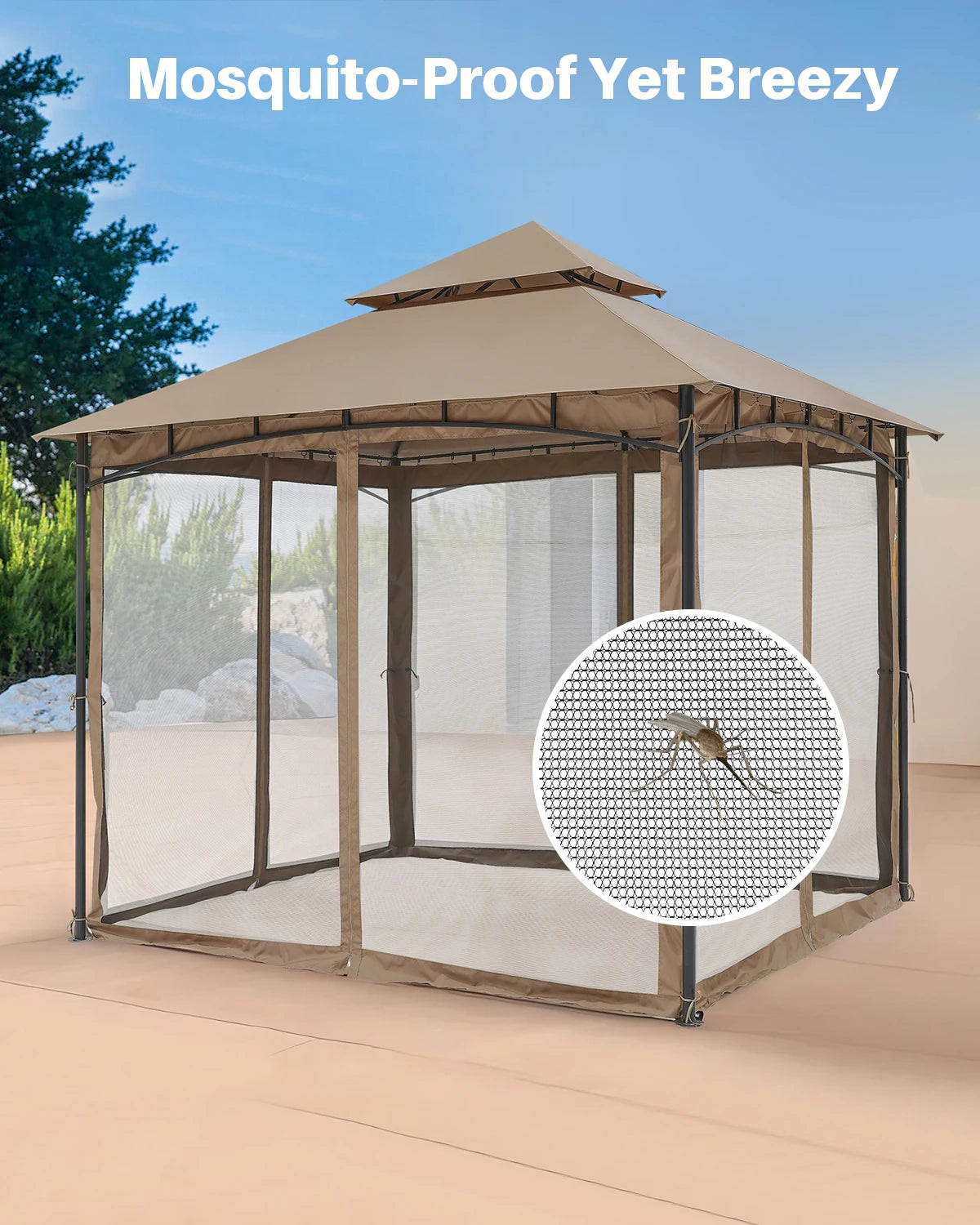 10' x 10' Patio Gazebo with Steel Frame and Double Roof- Outdoor Canopy Tent