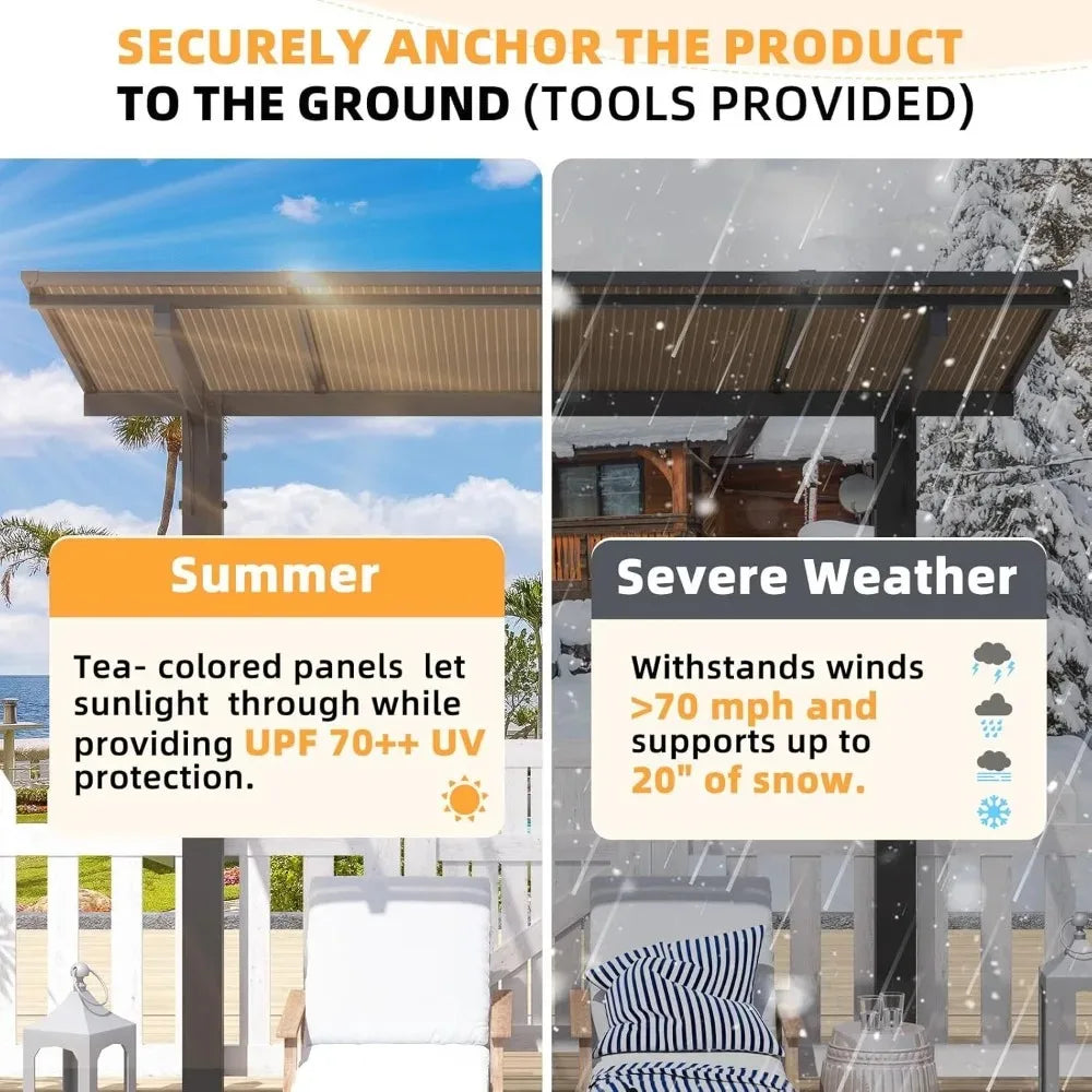 10' x 10' Outdoor Pergola/Carport for Patio