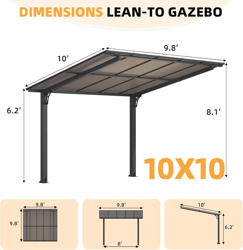 10' x 10' Outdoor Pergola/Carport for Patio